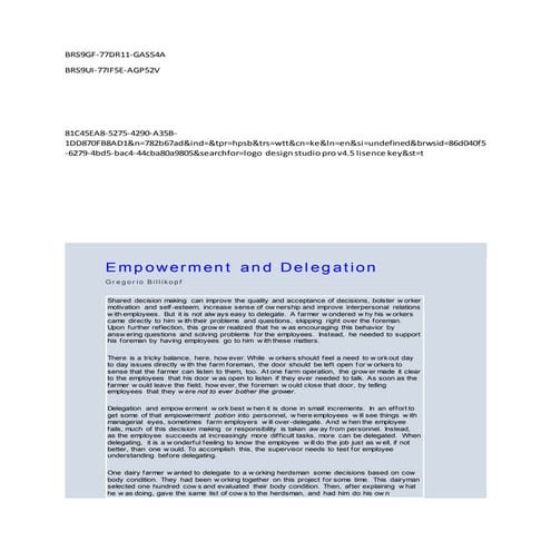 Empowerment and delegation