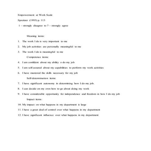 Empowerment at work scale | DOCX