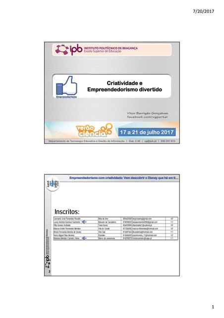 Verão Ciência 2017 - Criatividade e Empreendedorismo divertido
