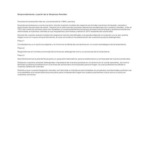 Emprendimiento a partir de la empresa familiar | DOCX