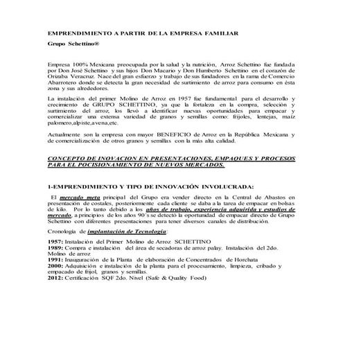 Emprendimiento a partir de la empresa familiar gpo sch | DOCX