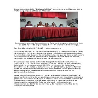 Empresa española “Eólica del Sur” a...