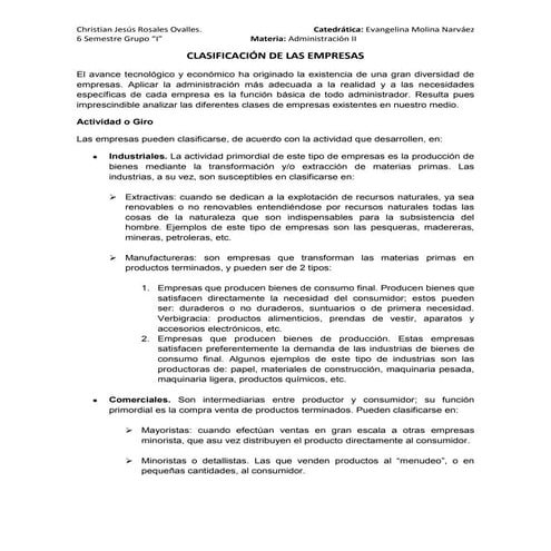 clasificacion de las empresas | PPTX