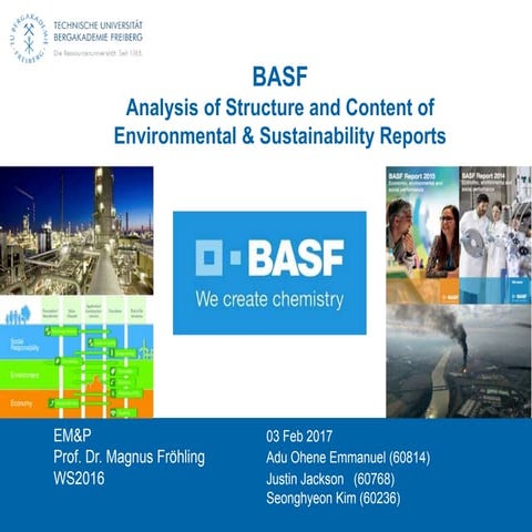 BASF Analysis of Structure and Content of Environmental & Sustainability Reports