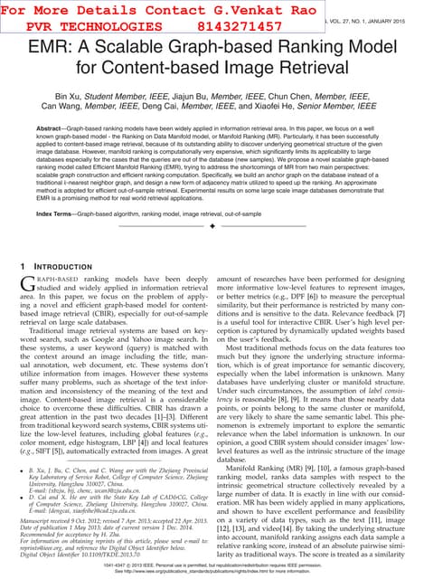 Emr a scalable graph based ranking model for content-based image retrieval
