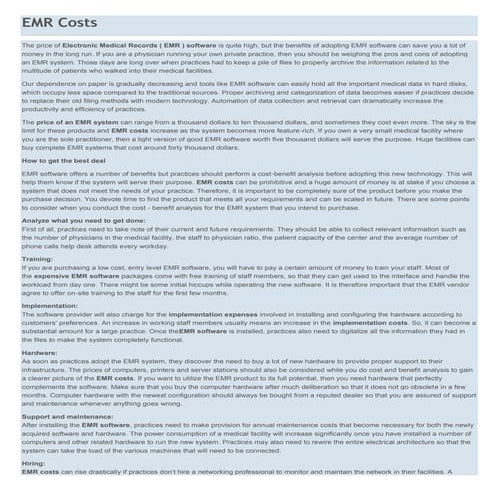 Emr costs