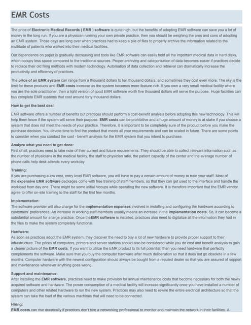 Emr costs