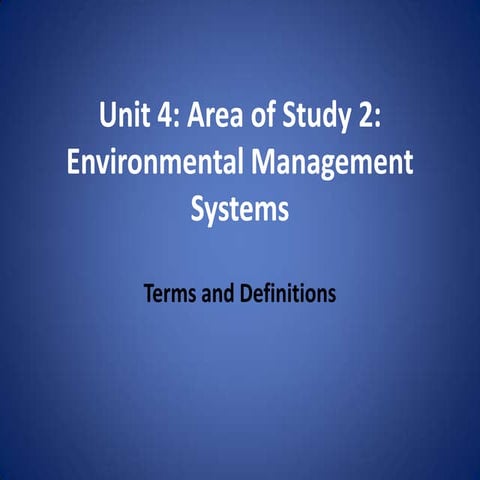 Environmental Management Systems