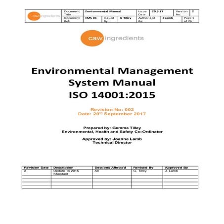 Ems 01 iso14001 2015 environmental manual