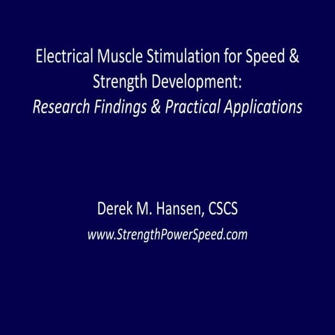 Electrical Muscle Stimulation for Speed and Strength Development ...