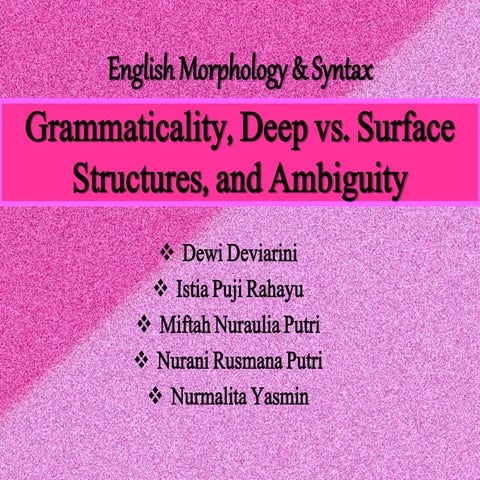 grammaticality, deep & surface structure, and ambiguity