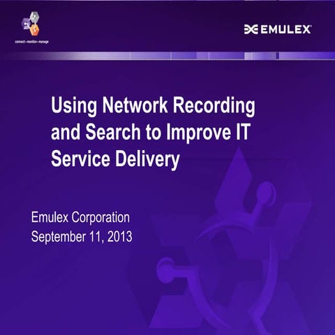 Using Network Recording and Search to Improve IT Service Delivery