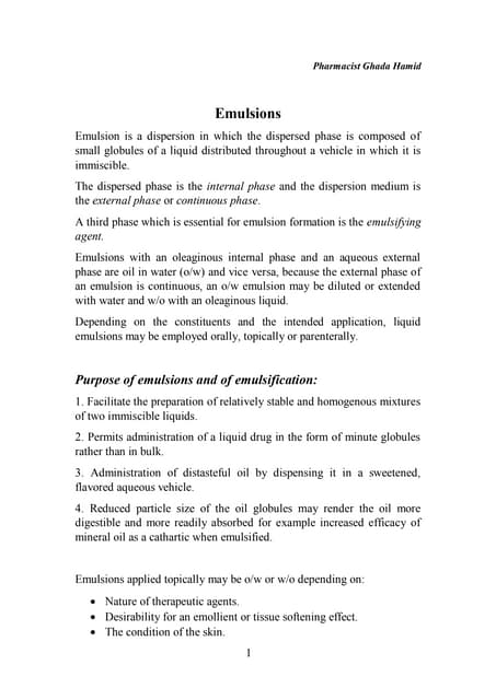 Emulsion Pdf