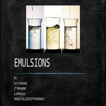 Emulsions by n j v s pavan