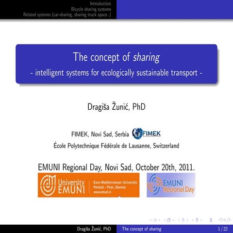 The concept of sharing - intelligent systems for ecologically sustainable tra...