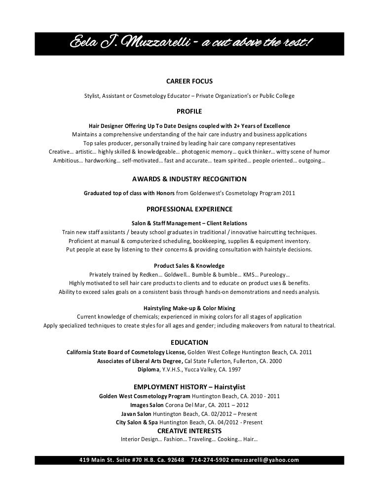 resumes for cosmetologist
