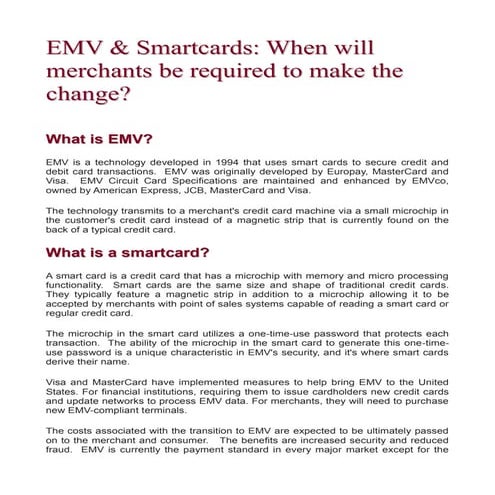 Emv and smartcards