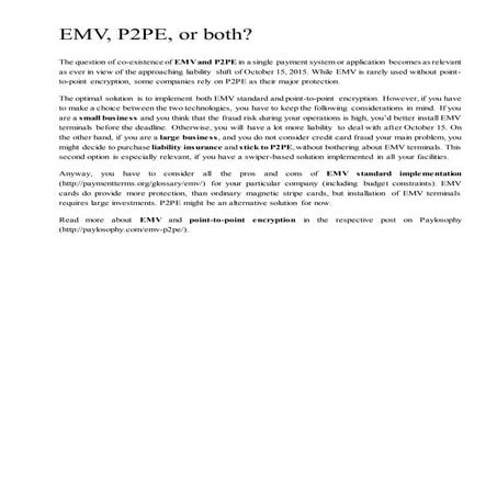 EMV, P2PE, or both?