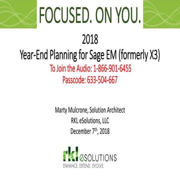 Sage Enterprise Management year-end Processing Webinar 2018