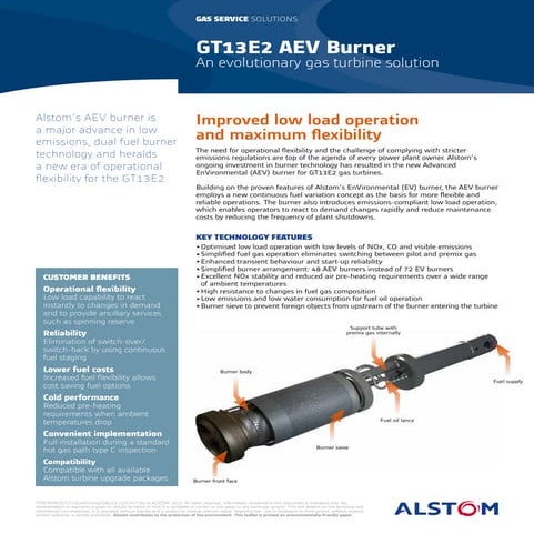 AEV Burners of Alstom GT26/24