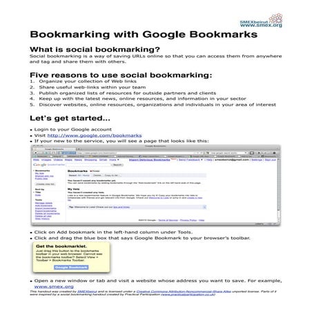 Social Bookmarking with Google Bookmarks