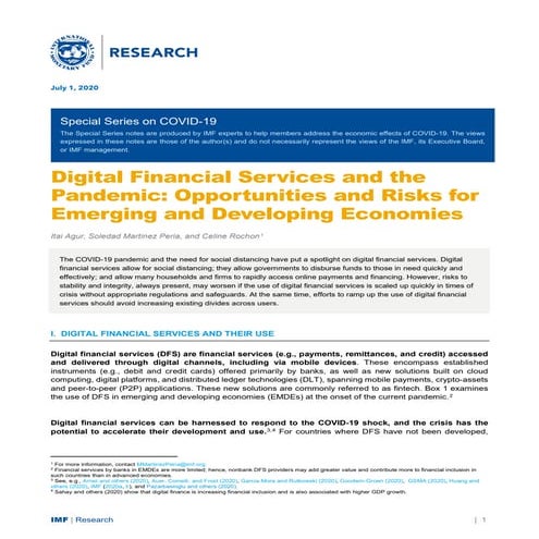 En Special Series On Covid 19 Digital Financial Services And The