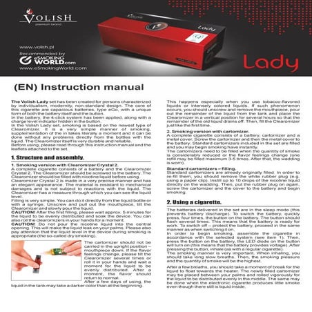 Instruction Manual for Volish Lady