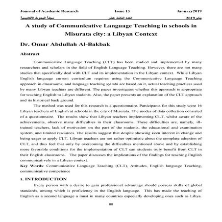 The Effects of Communicative Language Teaching approach (CLT) on ...