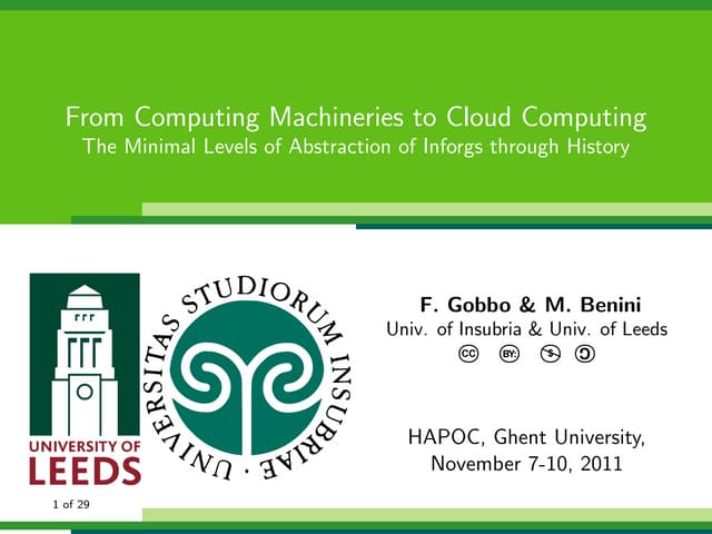 From Computing Machineries to Cloud...