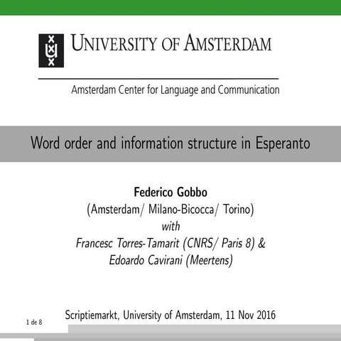 Word order and information structure in Esperanto