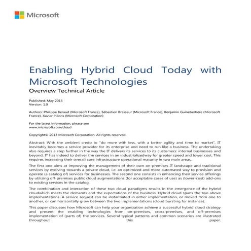 Enabling Hybrid Cloud Today With Microsoft-technologies-v1-0