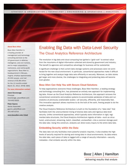 Enabling Big Data with Data-Level Security:The Cloud Analytics Reference Arch...
