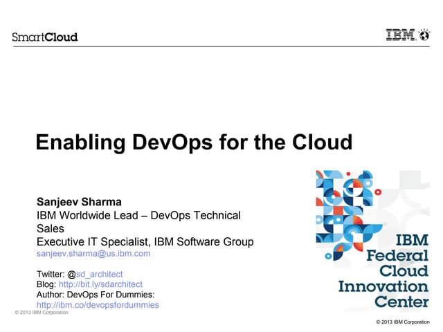 Enabling DevOps in the cloud - Federal Cloud Innovation Center