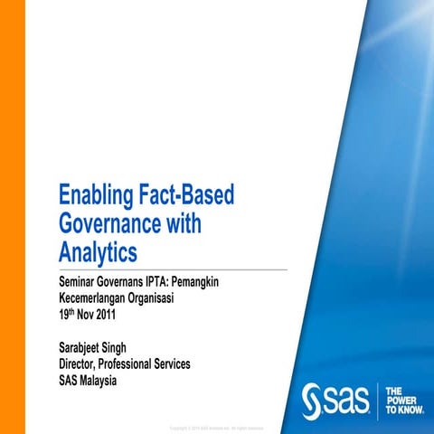 Enabling fact based governance with analytics external