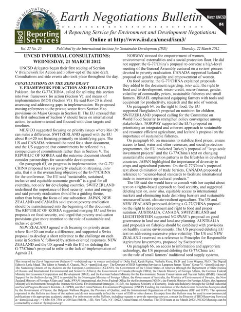 IISD Summary of Informal Negotiations- Wednesday, March 21st 2012