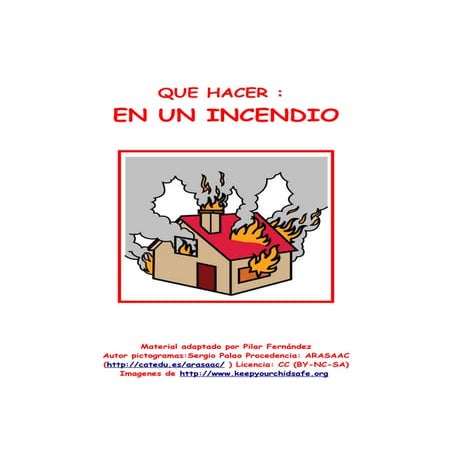 En caso de incendio (Tarjetas y cómic-Historia Social para personas con autismo)