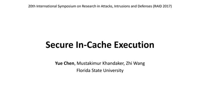 EncExec: Secure In-Cache Execution