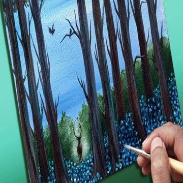 Enchanting Forest with a Deer Acrylic Painting Technique | PDF