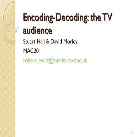 Encoding/Decoding Stuart Hall