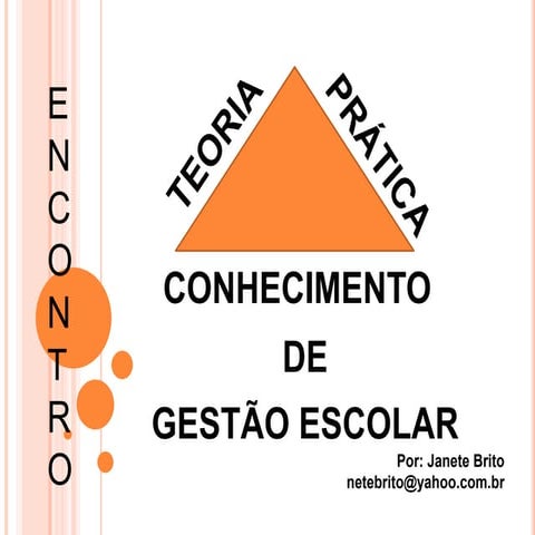 Encontro Teoria Pratica e Conhecimento de Gestao Escolar | PPTX