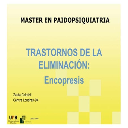 ENCOPRESIS presentación trastornos de eliminacion | PDF