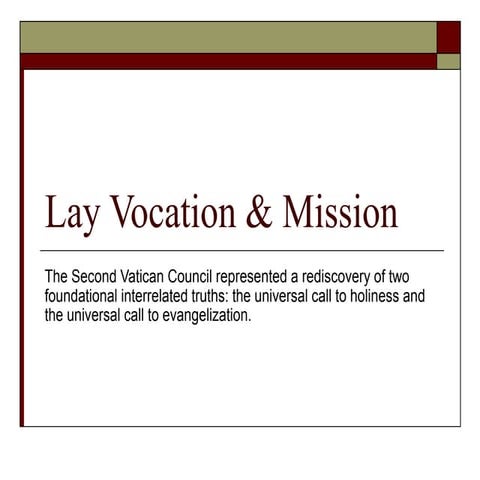 Lay Vocation and Mission: Rerum Novarum to Evangelii Gaudium & Blessed Alberione