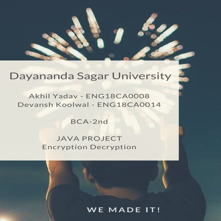 Encryption Decryption Java Project by Devansh Koolwal | PDF