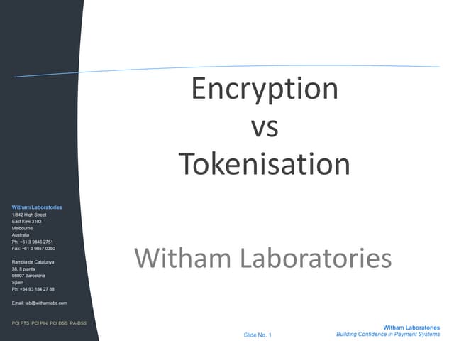 Encryption vs tokenisation (for share)