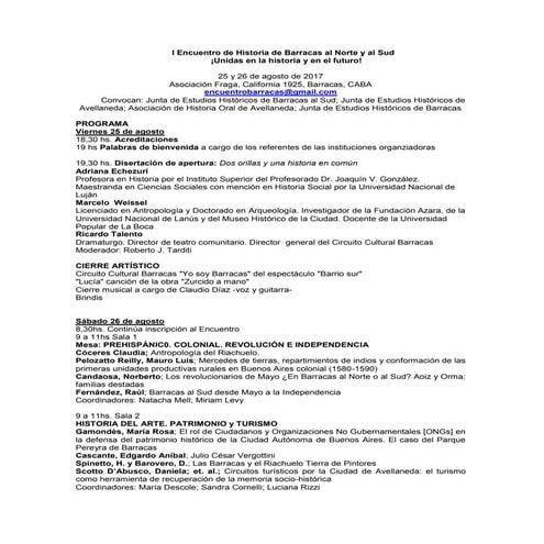 Encuentro Barracas programa