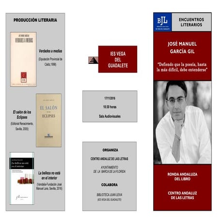 Tríptico Encuentro Literario José Manuel García Gil