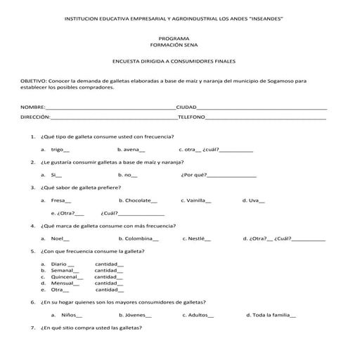 Encuesta sobre galletas 