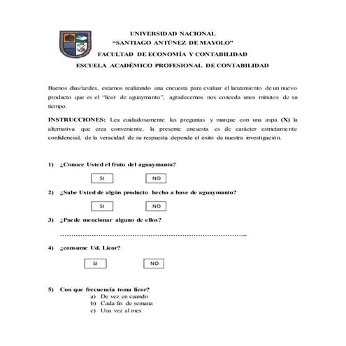 Encuesta - Licor de Aguaymanto