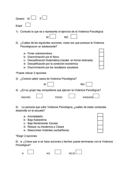 preguntas cerradas sobre violencia formato encuesta preguntas cerradas sobre violencia formato encuesta
