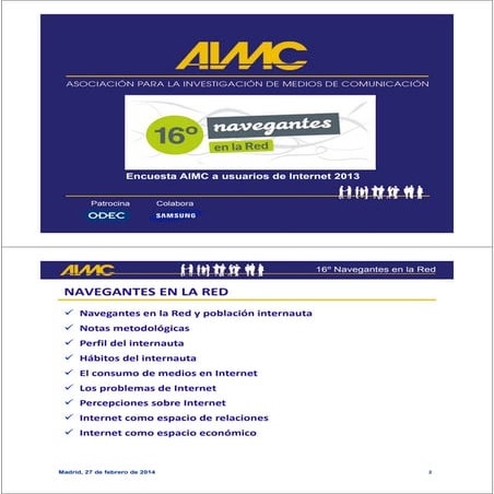 Encuesta de AIMC a usuarios de internet en el 2013